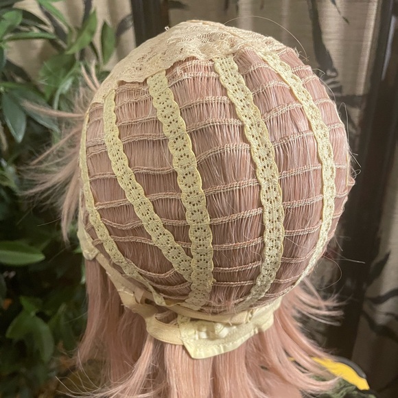 “Anastasia” Light Pink Bob Wig and clip on ponytail - Picture 6 of 7